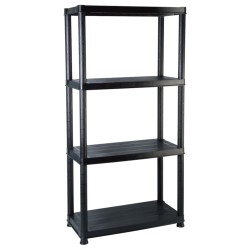 vidaXL Lagerregal 4-Tier Schwarz 61x30,5x130 cm Kunststoff 