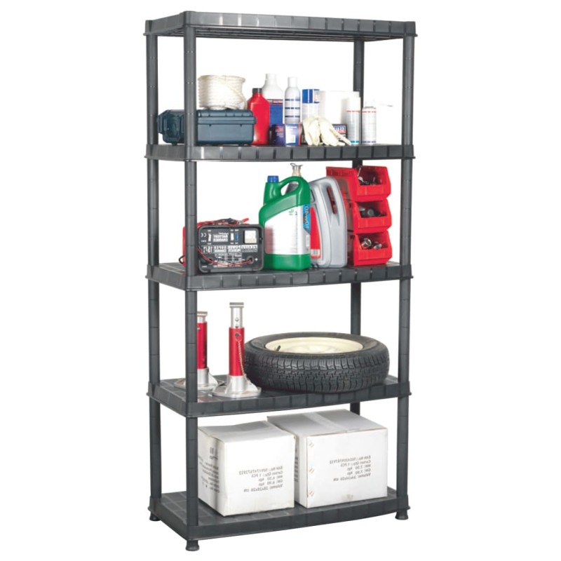 vidaXL Lagerregal 5-Tier Schwarz 85x40x185 cm Kunststoff vidaXL Lagerregal 5-Tier Schwarz 85x40x185 cm Kunststoff