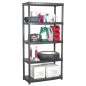 vidaXL Lagerregal 5-Tier Schwarz 91,5x45,7x185 cm Kunststoff vidaXL Lagerregal 5-Tier Schwarz 91,5x45,7x185 cm Kunststoff