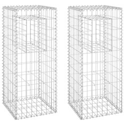 vidaXL Gabionensäulen 2 Stk. 40x40x100 cm Eisen