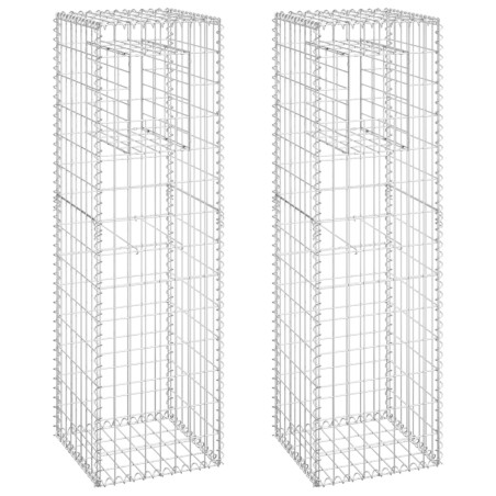 vidaXL Gabionensäulen 2 Stk. 40x40x140 cm Eisen