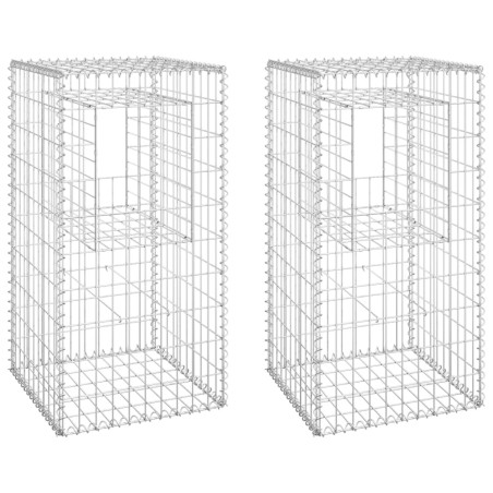 vidaXL Gabionensäulen 2 Stk. 50x50x100 cm Eisen