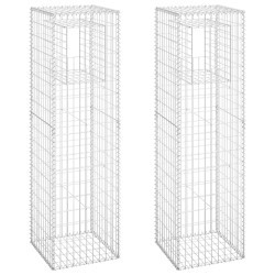 vidaXL Gabionensäulen 2 Stk. 50x50x180 cm Eisen