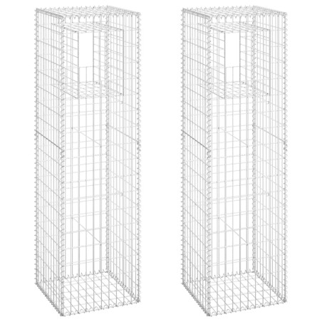 vidaXL Gabionensäulen 2 Stk. 50x50x180 cm Eisen