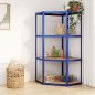 vidaXL Eckregal mit 4 Böden Blau Stahl & Holzwerkstoff vidaXL Eckregal mit 4 Böden Blau Stahl & Holzwerkstoff