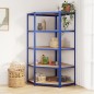 vidaXL Eckregal mit 5 Böden Blau Stahl & Holzwerkstoff vidaXL Eckregal mit 5 Böden Blau Stahl & Holzwerkstoff