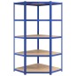 vidaXL Eckregal mit 5 Böden Blau Stahl & Holzwerkstoff vidaXL Eckregal mit 5 Böden Blau Stahl & Holzwerkstoff