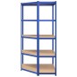 vidaXL Eckregal mit 5 Böden Blau Stahl & Holzwerkstoff vidaXL Eckregal mit 5 Böden Blau Stahl & Holzwerkstoff