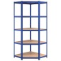 vidaXL Eckregal mit 5 Böden Blau Stahl & Holzwerkstoff vidaXL Eckregal mit 5 Böden Blau Stahl & Holzwerkstoff