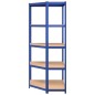 vidaXL Eckregal mit 5 Böden Blau Stahl & Holzwerkstoff vidaXL Eckregal mit 5 Böden Blau Stahl & Holzwerkstoff