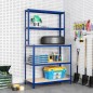 vidaXL Arbeitstisch mit 5 Ablagen Blau Stahl & Holzwerkstoff vidaXL Arbeitstisch mit 5 Ablagen Blau Stahl & Holzwerkstoff