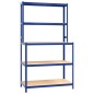 vidaXL Arbeitstisch mit 5 Ablagen Blau Stahl & Holzwerkstoff vidaXL Arbeitstisch mit 5 Ablagen Blau Stahl & Holzwerkstoff