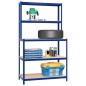 vidaXL Arbeitstisch mit 5 Ablagen Blau Stahl & Holzwerkstoff vidaXL Arbeitstisch mit 5 Ablagen Blau Stahl & Holzwerkstoff