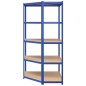 vidaXL Eckregal mit 5 Böden Blau Stahl & Holzwerkstoff vidaXL Eckregal mit 5 Böden Blau Stahl & Holzwerkstoff