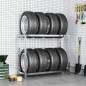 vidaXL Reifenregal mit 2 Böden Silbern 110x40x110 cm Stahl vidaXL Reifenregal mit 2 Böden Silbern 110x40x110 cm Stahl