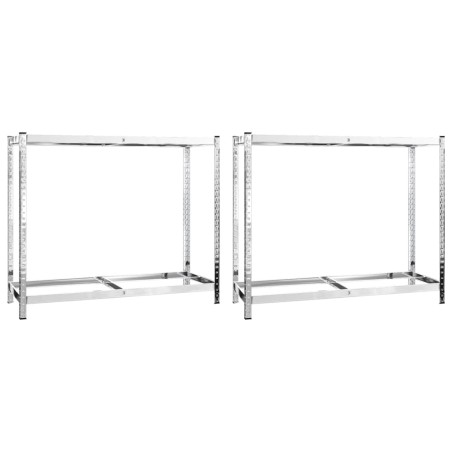 vidaXL Reifenregale mit 2 Böden 2 Stk. Silbern 110x40x110 cm Stahl