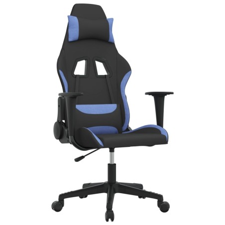 Gaming-Stuhl mit Massagefunktion Schwarz und Blau Stoff
