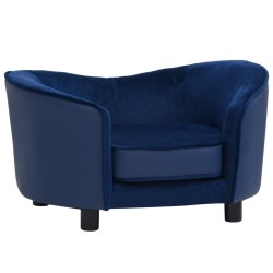 vidaXL Hundesofa Blau 69x49x40 cm Plüsch und Kunstleder   