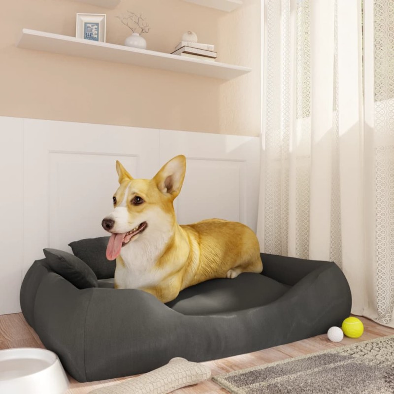 vidaXL Hundebett mit Kissen Dunkelgrau 75x58x18 cm Oxford-Gewebe vidaXL Hundebett mit Kissen Dunkelgrau 75x58x18 cm Oxford-Gewebe