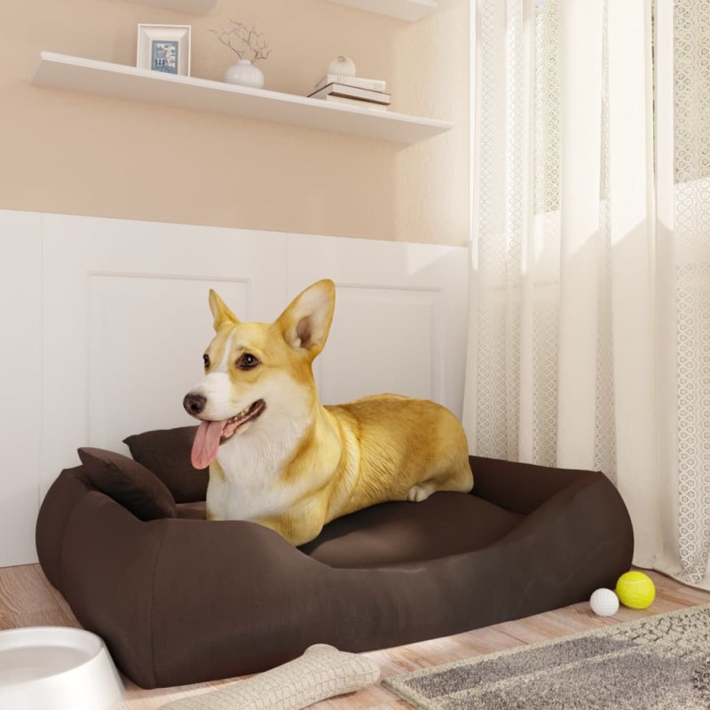 vidaXL Hundebett mit Kissen Braun 75x58x18 cm Oxford-Gewebe vidaXL Hundebett mit Kissen Braun 75x58x18 cm Oxford-Gewebe