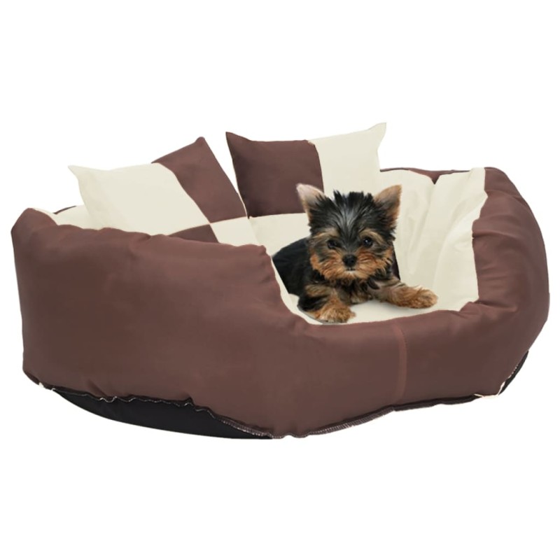 vidaXL Hundekissen Wendbar und Waschbar Braun und Creme 65x50x20 cm vidaXL Hundekissen Wendbar und Waschbar Braun und Creme 65x50x20 cm