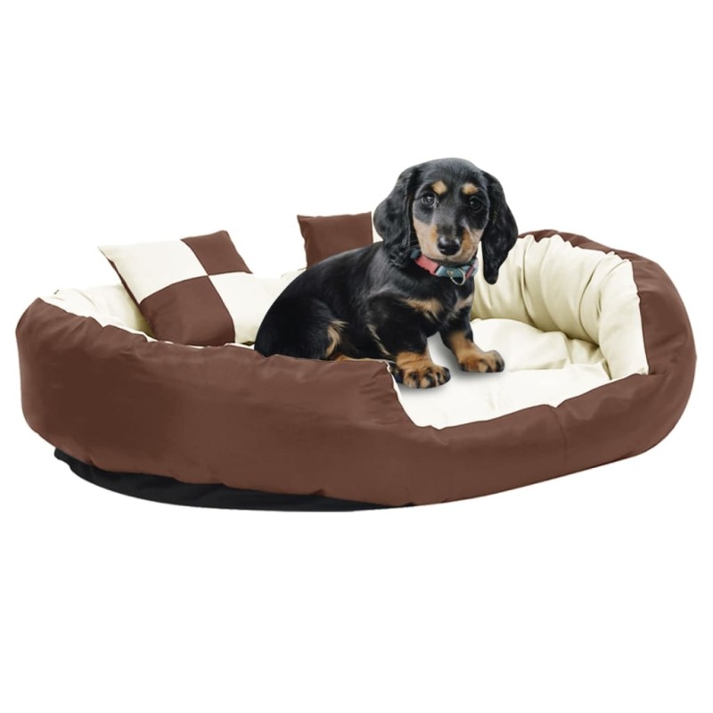 vidaXL Hundekissen Wendbar und Waschbar Braun und Creme 110x80x23 cm vidaXL Hundekissen Wendbar und Waschbar Braun und Creme 110x80x23 cm