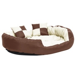 vidaXL Hundekissen Wendbar und Waschbar Braun und Creme 110x80x23 cm