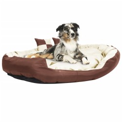 vidaXL Hundekissen Wendbar und Waschbar Braun und Creme 150x120x25 cm