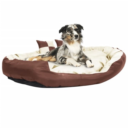 vidaXL Hundekissen Wendbar und Waschbar Braun und Creme 150x120x25 cm