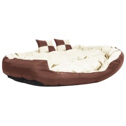 vidaXL Hundekissen Wendbar und Waschbar Braun und Creme 150x120x25 cm
