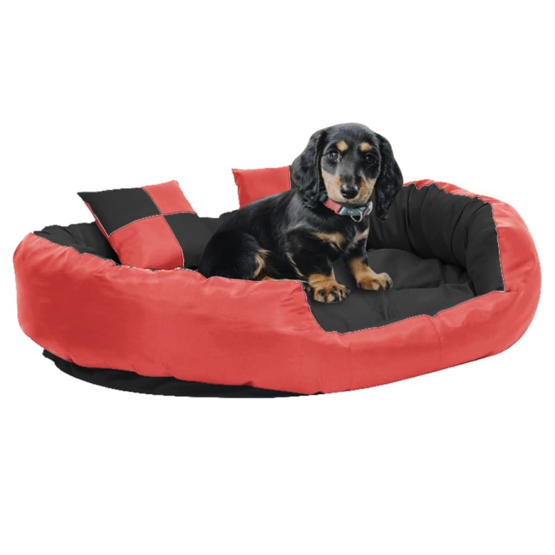 vidaXL Hundekissen Wendbar und Waschbar Rot und Schwarz 110x80x23 cm vidaXL Hundekissen Wendbar und Waschbar Rot und Schwarz 110x80x23 cm