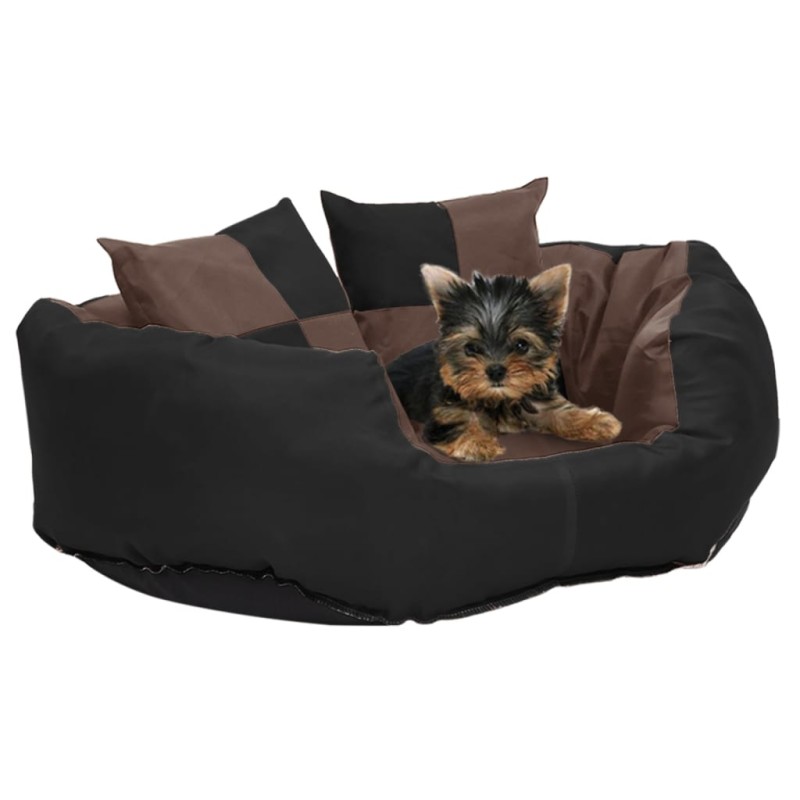 vidaXL Hundekissen Wendbar und Waschbar Schwarz und Braun 65x50x20 cm vidaXL Hundekissen Wendbar und Waschbar Schwarz und Braun 65x50x20 cm