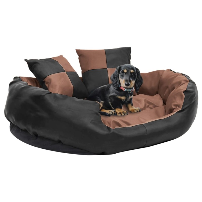 vidaXL Hundekissen Wendbar und Waschbar Schwarz und Braun 85x70x20 cm vidaXL Hundekissen Wendbar und Waschbar Schwarz und Braun 85x70x20 cm