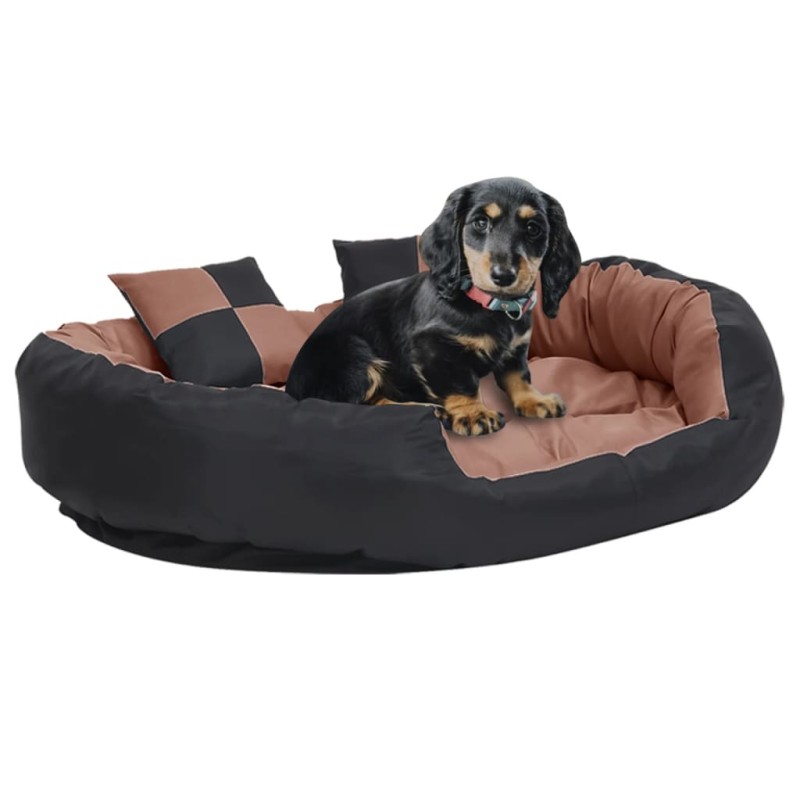 vidaXL Hundekissen Wendbar und Waschbar Schwarz und Braun 110x80x23 cm vidaXL Hundekissen Wendbar und Waschbar Schwarz und Braun 110x80x23 cm