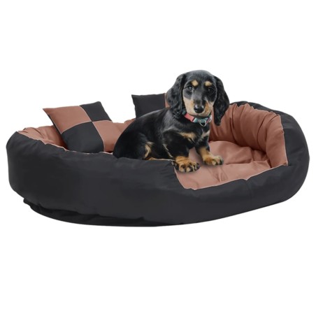vidaXL Hundekissen Wendbar und Waschbar Schwarz und Braun 110x80x23 cm