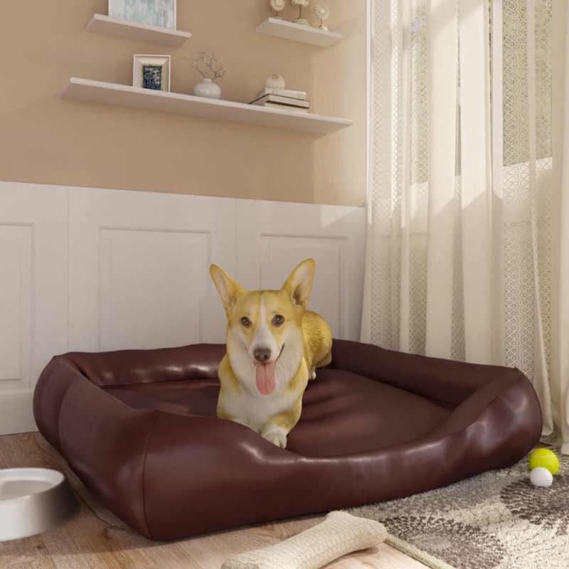 vidaXL Hundebett Braun 105x80x25 cm Kunstleder vidaXL Hundebett Braun 105x80x25 cm Kunstleder