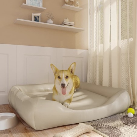 vidaXL Hundebett Beige 105x80x25 cm Kunstleder