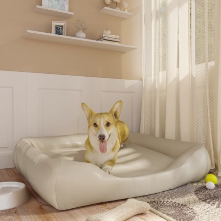 vidaXL Hundebett Beige 120x100x27 cm Kunstleder