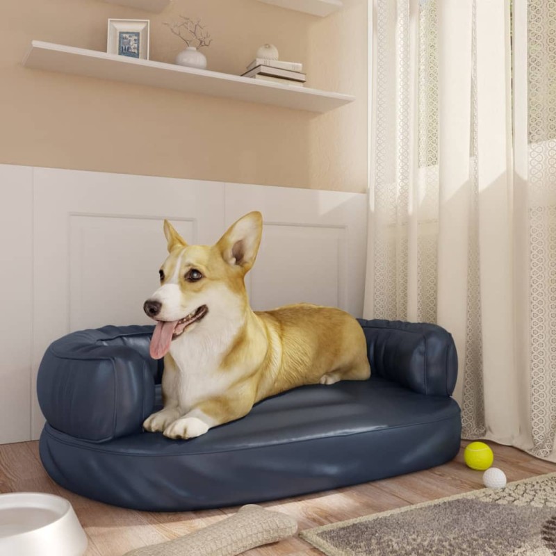 vidaXL Hundebett Ergonomisch Schaumstoff Dunkelblau 60x42cm Kunstleder vidaXL Hundebett Ergonomisch Schaumstoff Dunkelblau 60x42cm Kunstleder
