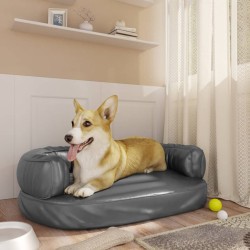 vidaXL Hundebett Ergonomisch Schaumstoff Grau 60x42 cm Kunstleder
