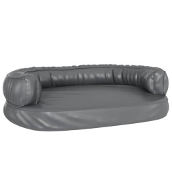vidaXL Hundebett Ergonomisch Schaumstoff Grau 75x53 cm Kunstleder
