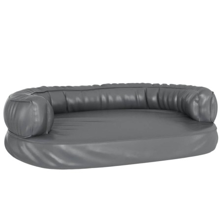 vidaXL Hundebett Ergonomisch Schaumstoff Grau 75x53 cm Kunstleder