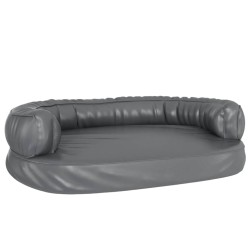vidaXL Hundebett Ergonomisch Schaumstoff Grau 88x65 cm Kunstleder