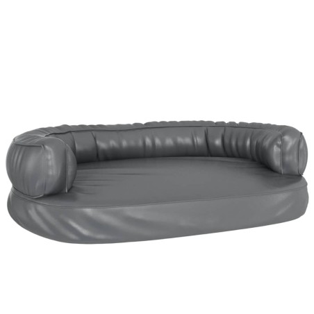 vidaXL Hundebett Ergonomisch Schaumstoff Grau 88x65 cm Kunstleder