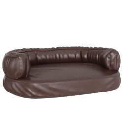 vidaXL Hundebett Ergonomisch Schaumstoff Braun 60x42 cm Kunstleder