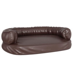 vidaXL Hundebett Ergonomisch Schaumstoff Braun 88x65 cm Kunstleder