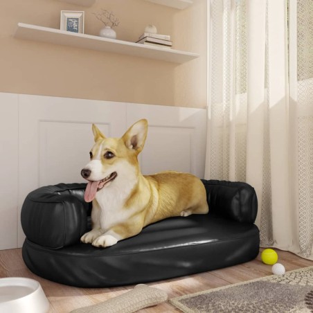 vidaXL Hundebett Ergonomisch Schaumstoff Schwarz 60x42 cm Kunstleder