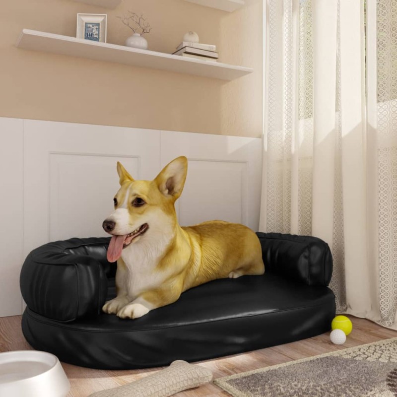 vidaXL Hundebett Ergonomisch Schaumstoff Schwarz 75x53 cm Kunstleder vidaXL Hundebett Ergonomisch Schaumstoff Schwarz 75x53 cm Kunstleder
