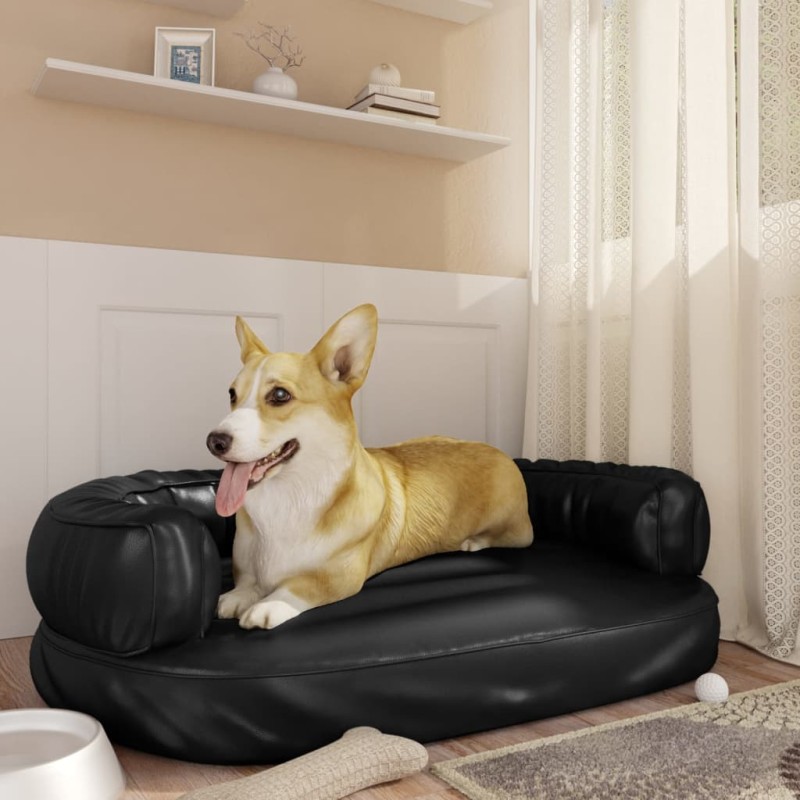 vidaXL Hundebett Ergonomisch Schaumstoff Schwarz 88x65 cm Kunstleder vidaXL Hundebett Ergonomisch Schaumstoff Schwarz 88x65 cm Kunstleder