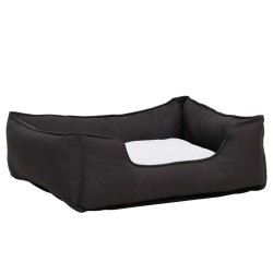 vidaXL Hundebett Dunkelgrau-Weiß 85,5x70x23 cm Fleece Leinenoptik